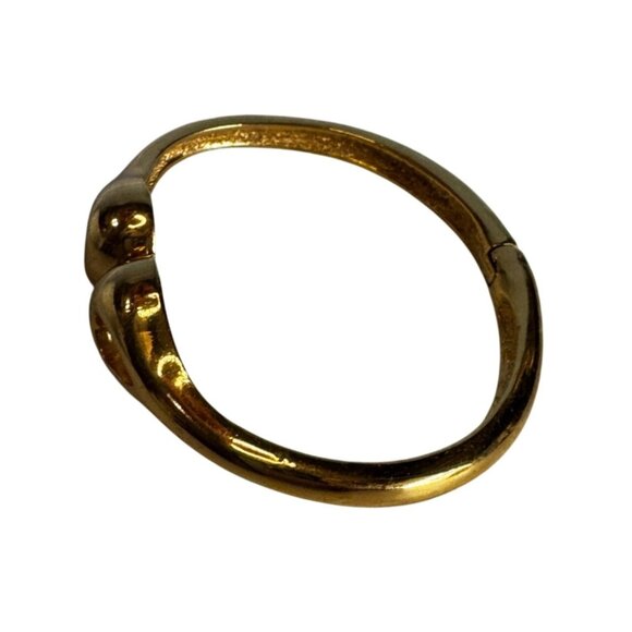 Vintage Vendome Swan Head Hinged Bracelet Gold Tone Metal 6 Inch - Picture 7 of 7